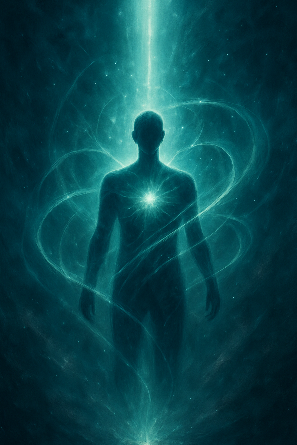 Ethereal teal energy artwork representing awakening and clarity